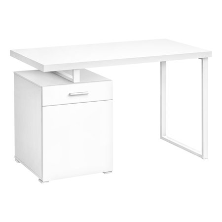 MONARCH SPECIALTIES Computer Desk, Home Office, Laptop, Left, Right Set-up, Storage Drawers, 48"L, Work, Metal, White I 7760